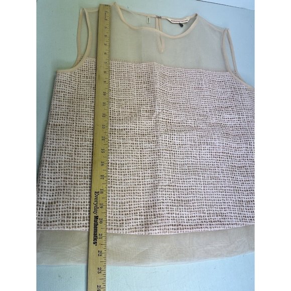 Rebecca Taylor Soft Pink Silk Net Lace Blouse Silk Top Tank Size 6 - Picture 9 of 14
